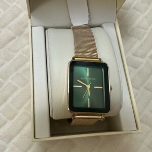Anne Klein Women's Mesh Bracelet Watch green gold bracelet